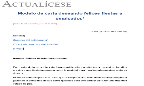 Carta deseando felices fiestas a empleados