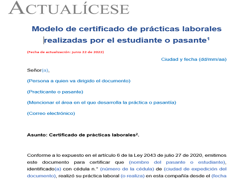 Certificado de prácticas laborales realizadas por el estudiante o pasante