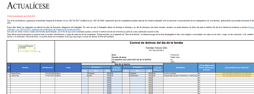 Control de disfrute del día de la familia (planilla en Excel)