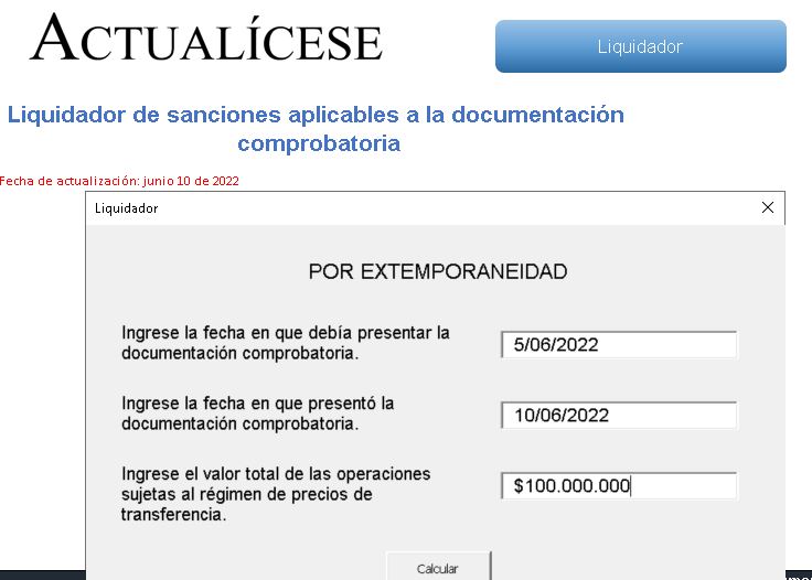 Liquidador de sanciones aplicables a la documentación comprobatoria