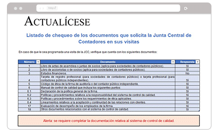 Herramienta interactiva: Sistema de control de calidad en una firma de auditoría