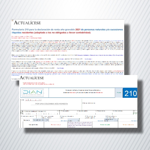 Formulario 210: declaración de renta de personas naturales residentes que no llevan contabilidad AG 2021
