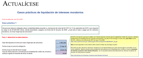 Casos prácticos de liquidación de intereses moratorios de obligaciones tributarias