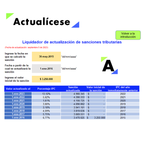 Liquidador de actualización de sanciones tributarias