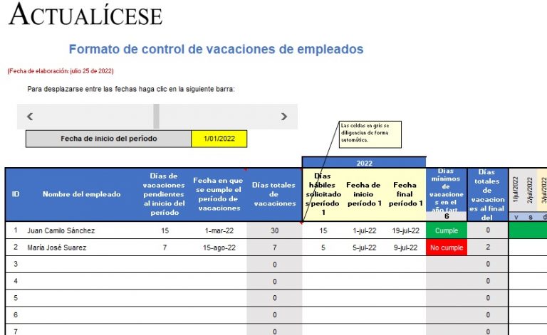 control de vacaciones