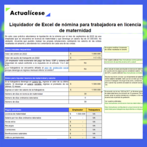 Liquidador en Excel de nómina para trabajadora en licencia de maternidad