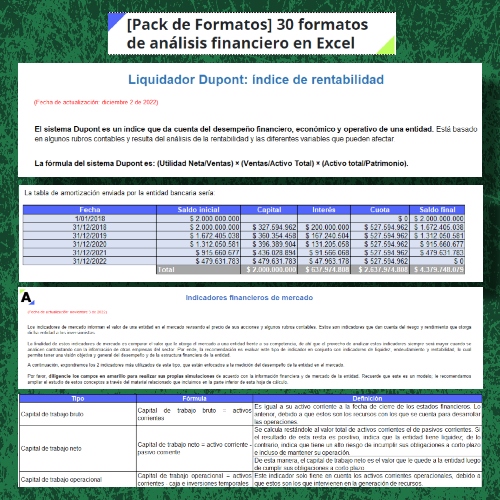 Pack de Formatos para el análisis financiero en Excel