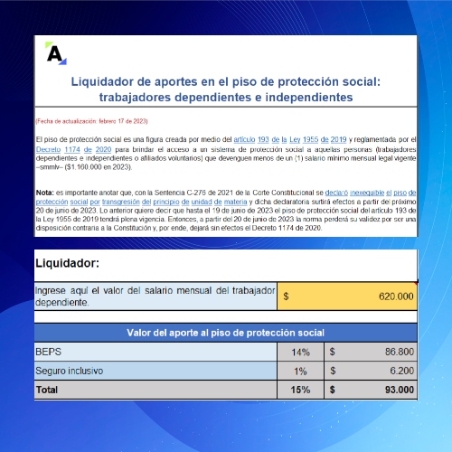 Liquidador de aportes en el piso de protección social: trabajadores dependientes e independientes
