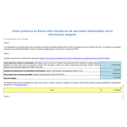 Casos prácticos de liquidación de sanciones relacionadas con la información exógena