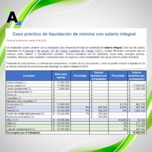 Caso práctico de liquidación de nómina con salario integral