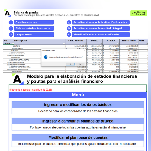 Herramienta con macros en Excel para elaborar y analizar estados financieros