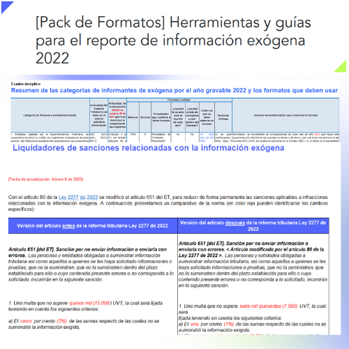 [Pack de Formatos] Herramientas y guías para el reporte de información exógena 2022