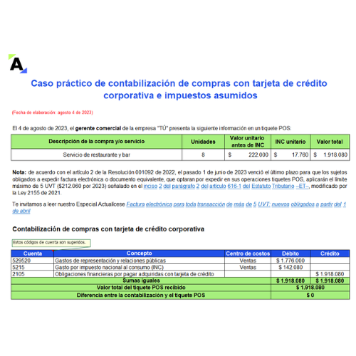 Casos prácticos de contabilización de compras e impuestos asumidos