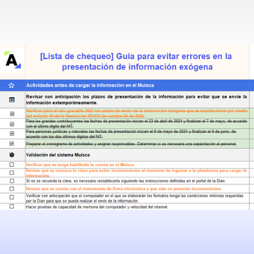 [Lista de chequeo] Guía para evitar errores en la presentación de información exógena
