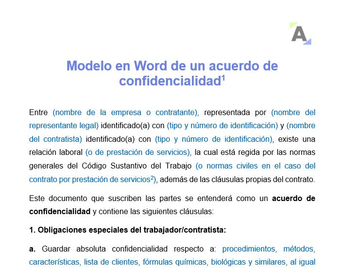 Modelo en Word de un acuerdo de confidencialidad