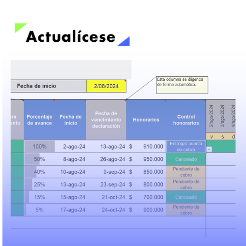 Formato de control de clientes de declaración de renta de persona natural