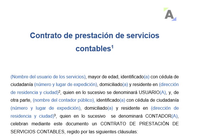 Contrato de prestación de servicios contables