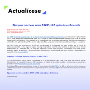 Ejemplos prácticos sobre CINIIF y SIC aplicados a Colombia