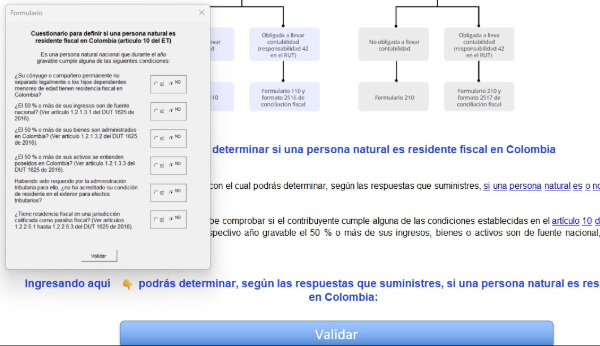 Simulador para determinar si una persona natural es residente fiscal en Colombia