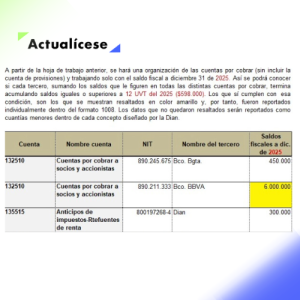 [Liquidador] Plantilla del formato 1008 de exógena 2025: información de cuentas por cobrar